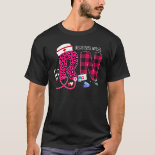 Camiseta Rn Leopard Plaid Nurse Stethoscope Rosa Enfermería