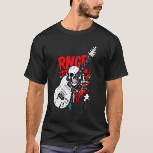 Camiseta Rnge Electric Guitar Graffiti Skull Grunge T-Shirt