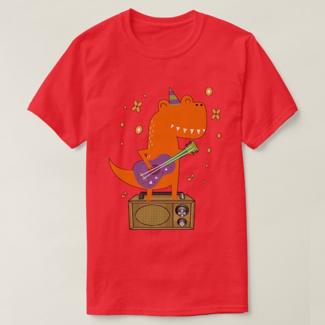 Camiseta Roaar Star Cute Dinosaur Rock With Guitar Dino Mus (Diseño del anverso)