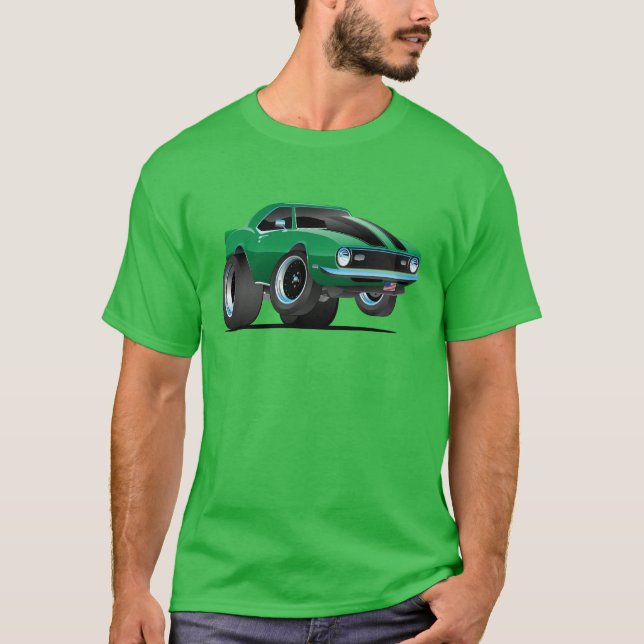Camiseta Roadster clásico de coches verdes de época (Anverso)