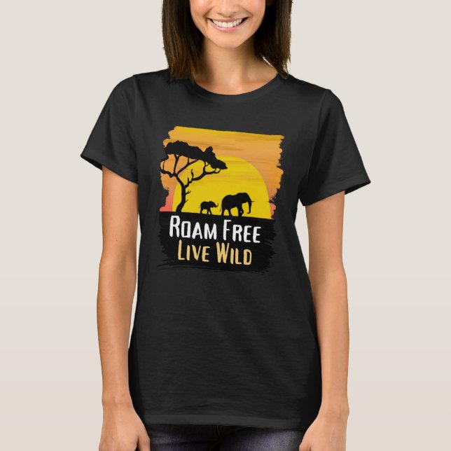Camiseta Roam Free Live Wild Animal Safari T-Shirt (Anverso)