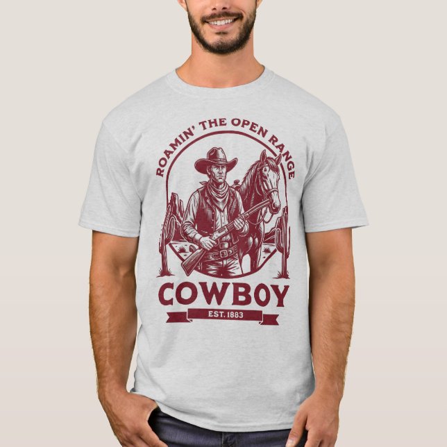 Camiseta Roamin’ the Open Range – Vintage Cowboy Western (Anverso)