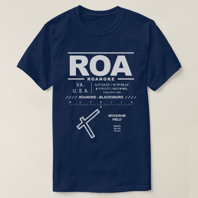 Camiseta Roanoke - Aeropuerto Regional de Blacksburg - Cami (Diseño del anverso)