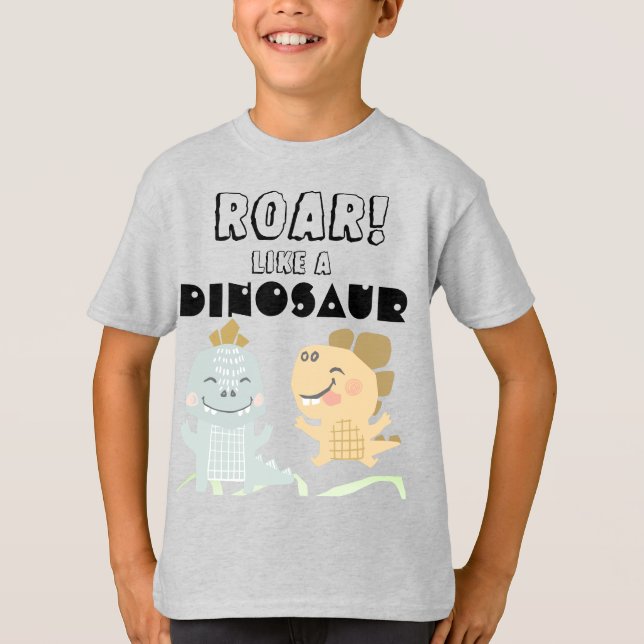 Camiseta Roar como un dinosaurio | Gracioso Boys Black Text (Anverso)