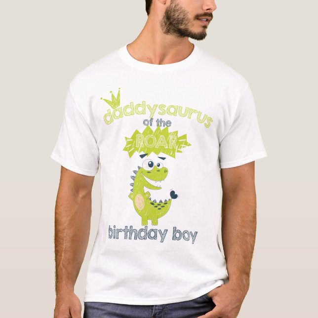 Camiseta ROAR Green Personalizado Dinosaurio Birday Dad (Anverso)