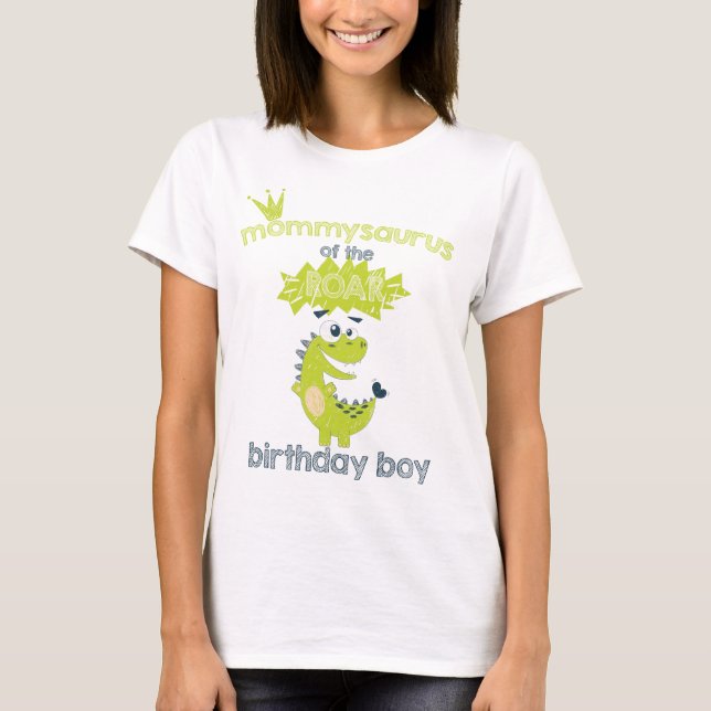 Camiseta ROAR Green Personalizado Dinosaurio Birday Mom (Anverso)