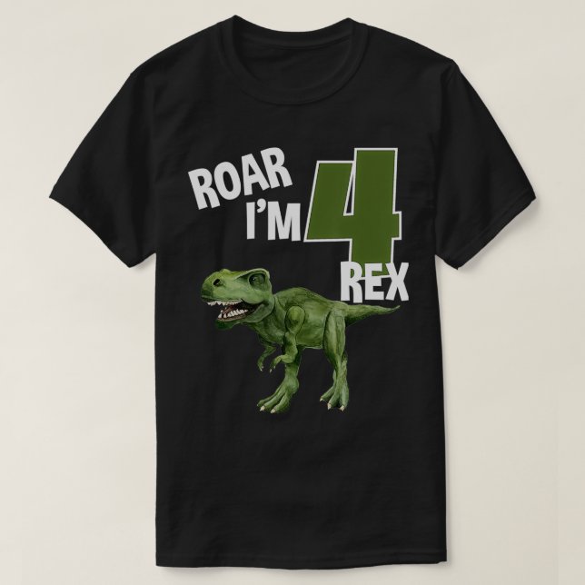 Camiseta Roar, tengo 4 años para la fiesta de cumpleaños de (Diseño del anverso)