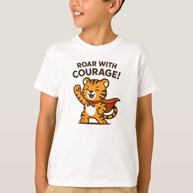 Camiseta Roar With Courage Cute Orange Tiger Design (Anverso)