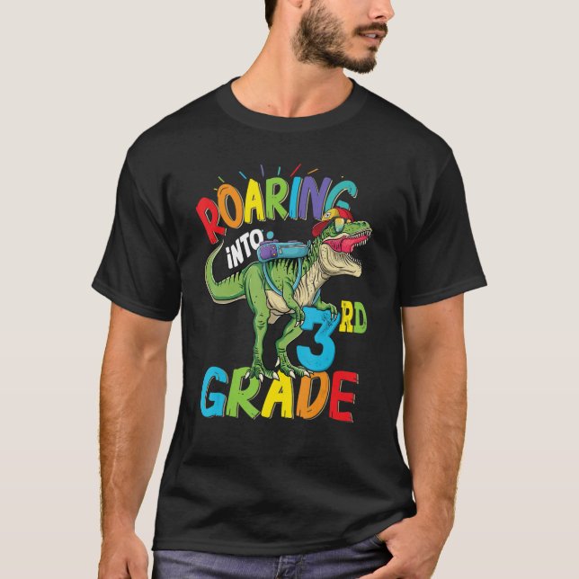 Camiseta Roarando Dinosaurio De 3º Grado De Vuelta A La Esc (Anverso)