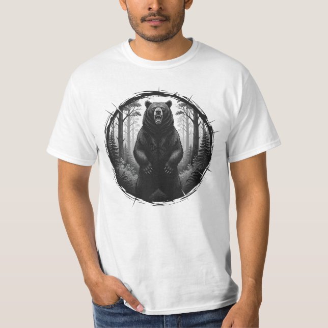 Camiseta Roaring Bear Illustration – Wild Forest Graphic T- (Anverso)