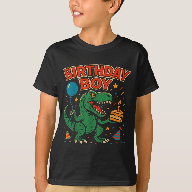 Camiseta Roaring Birthday Boy Dinosaur Celebration Design _ (Anverso)