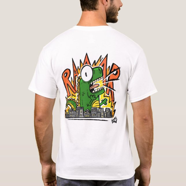 Camiseta Roaring Dinosaur Cartoon (Reverso)