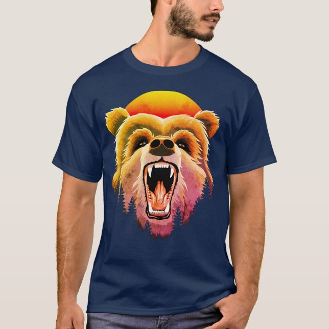 Camiseta Roaring Grizzly Bear Face (Anverso)