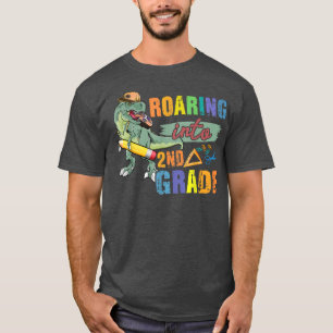 Camiseta Roaring into 2nd Grade Dinosaur Back to School Gir