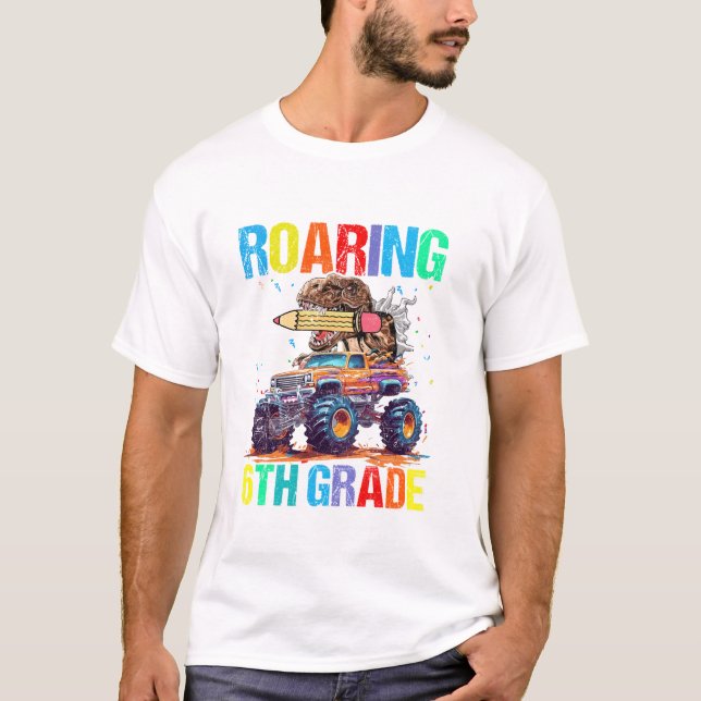 Camiseta Roaring Into 6th Grade Dinosaur (Anverso)