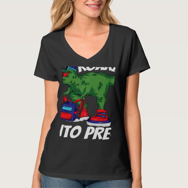 Camiseta Roaring into Pre K Dinosaur Rex Back to School Kid (Anverso)