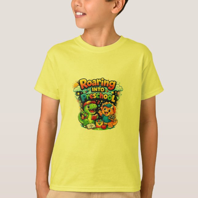 Camiseta Roaring Into Preschool Dino Shirt (Anverso)