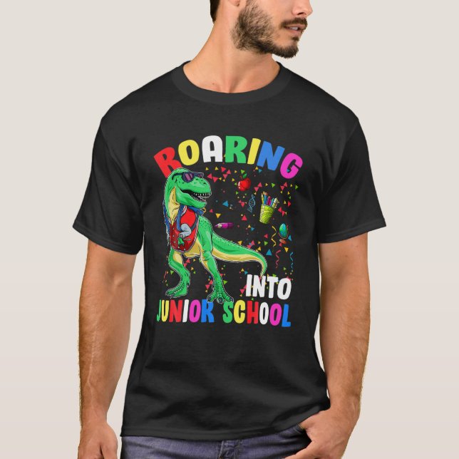 Camiseta Roaring Junior School Dinosaur T Rex Funny de vuel (Anverso)