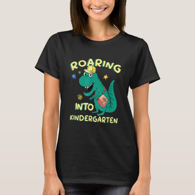 Camiseta Roaring Kindergarten Cute Dinosaur Rex Kinder Teac (Anverso)