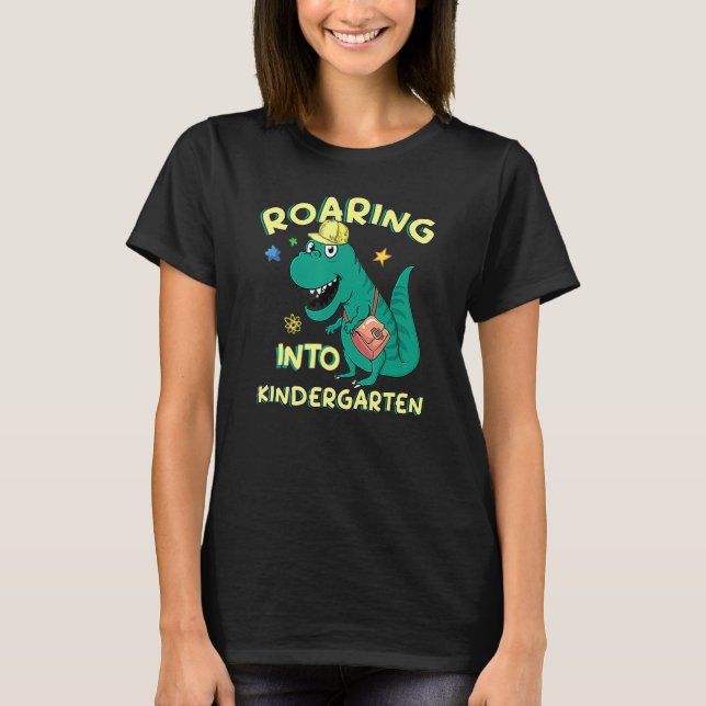 Camiseta Roaring Kindergarten Cute Dinosaur Rex Kinder Teac (Anverso)