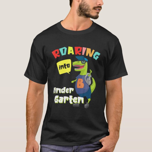 Camiseta Roaring Kindergarten Dinosaur Para Volver A La Esc (Anverso)