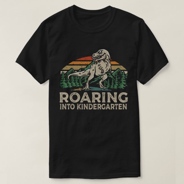 Camiseta Roaring Kindergarten Dinosaur Para Volver A La Esc (Diseño del anverso)