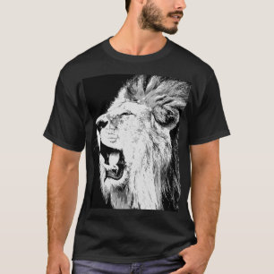 Camiseta Roaring Lion Pop Art Color Negro