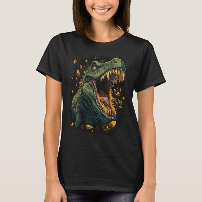 Camiseta Roaring Rex Tyrannosaurus Rex Dinosaur Head (Anverso)