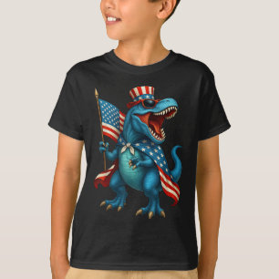 Camiseta Roaring T Rex Dinosaur 4 De Julio Bandera Estadoun
