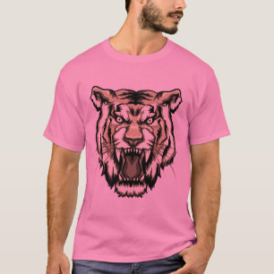 Camiseta Roaring Tiger Head T Shirt Tattoo Pattern