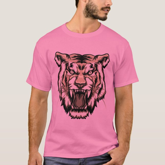 Camiseta Roaring Tiger Head T Shirt Tattoo Pattern (Anverso)