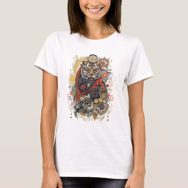 Camiseta Roaring Tiger T-Shirt | Wild Strength Animal Art (Anverso)