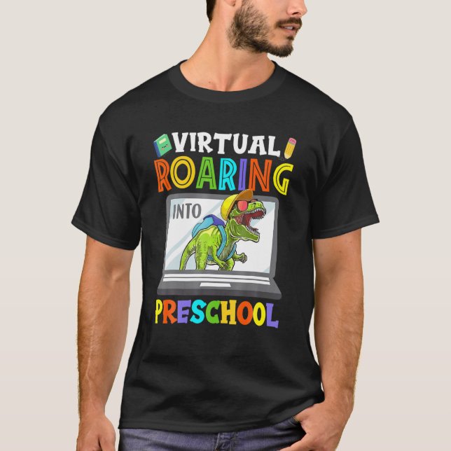 Camiseta Roaring virtual en el té en línea de los dinosauri (Anverso)