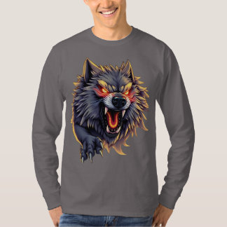 Camiseta Roaring Wolf - Fierce Attitude Graphic Design