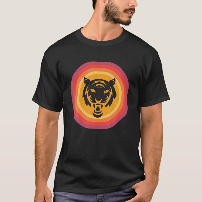 Camiseta Roars de gato salvaje de tigre retro Sunset (Anverso)