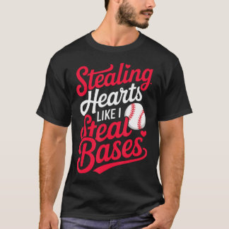 Camiseta Robando Corazones Como Robó Bases Béisbol Lindo