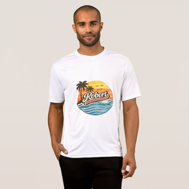 Camiseta Robert Retro Sunset Name Design (Anverso completo)