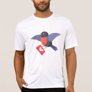 Camiseta Robin Pájaro Volando con Carta de Amor de Corazón 