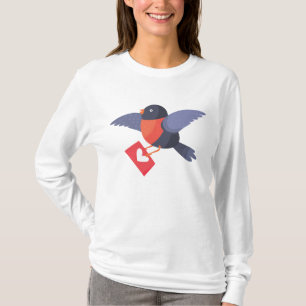 Camiseta Robin Pájaro Volando con Carta de Amor de Corazón 
