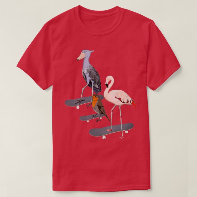 Camiseta Robin Shoebill Flamingo Bird Skateboard Birdwatche (Diseño del anverso)