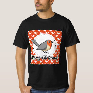 Camiseta Robin sobre el patrón de pájaro blanco Naranja - F