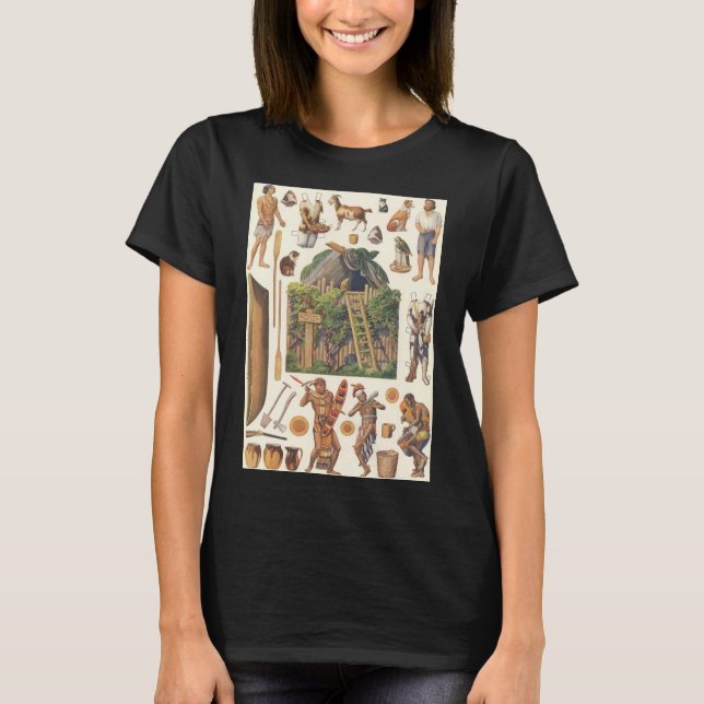 Camiseta Robinson Crusoe, Juguetes de papel victoriano vint (Anverso)