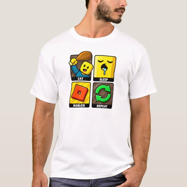 Camiseta Roblox Eat Sleep Repeat Funny Gamer (Anverso)