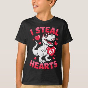 Camiseta Robo 67 Corazones Divertido 67 San Valentín Dinosa