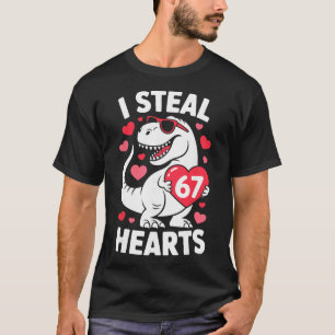 Camiseta Robo 67 Corazones Divertido 67 San Valentín Dinosa