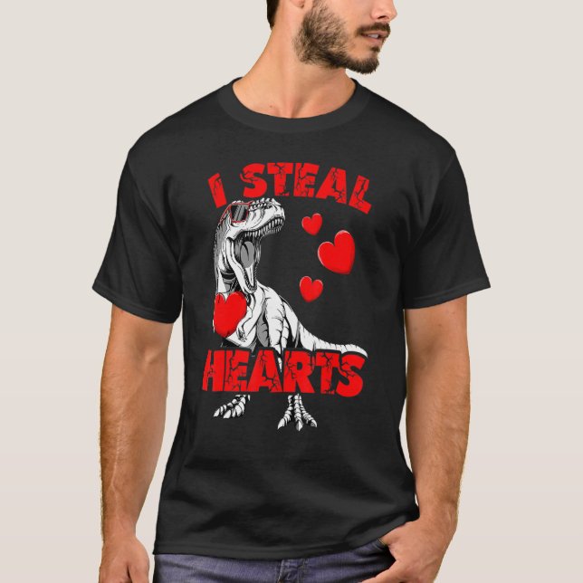Camiseta Robo corazón Día de San Valentín Dinosaurio Boys V (Anverso)