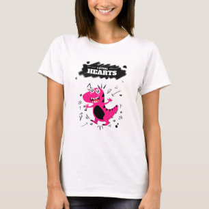 Camiseta Robo corazones adorables dinosaurio bebé rosado mo