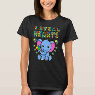 Camiseta Robo corazones autismo Conciencia Elephant Puzzle 