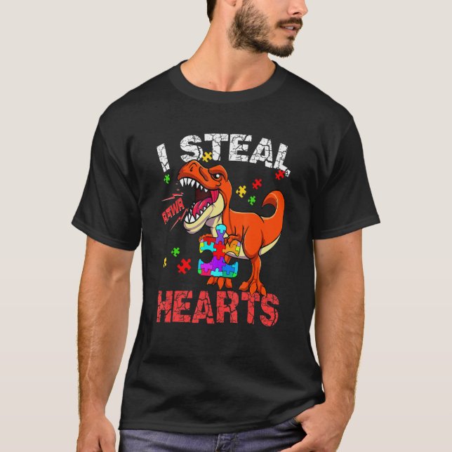 Camiseta Robo corazones Día de San Valentín Dinosaurios Hom (Anverso)