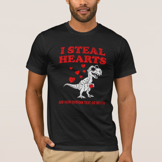 Camiseta Robo corazones Dino Día de San Valentín Valentines (Anverso)